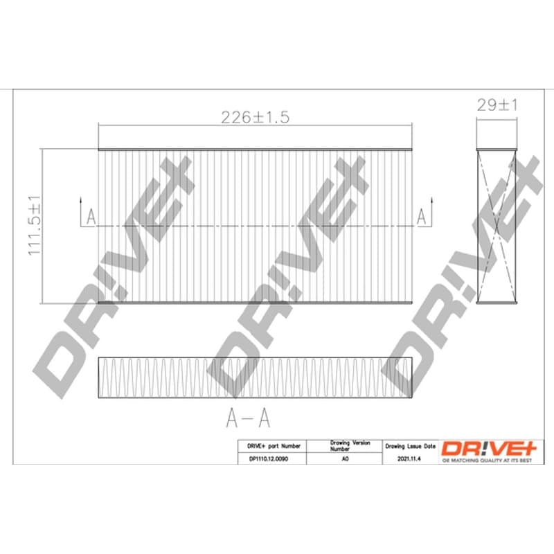 DRVE filtras, salono oras DP1110.12.0090
