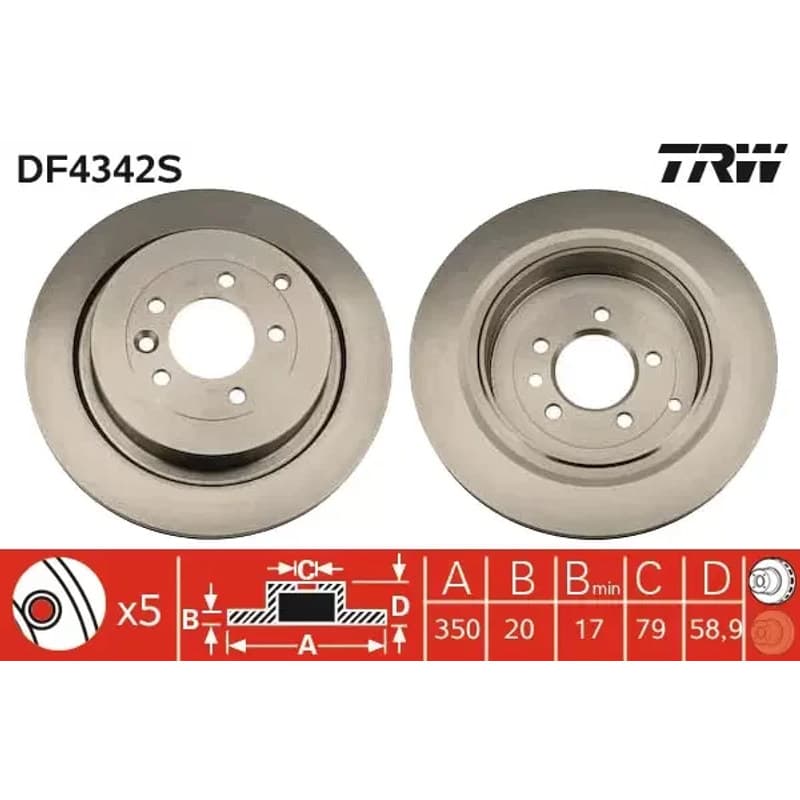 TRW stabdžių diskas DF4342S