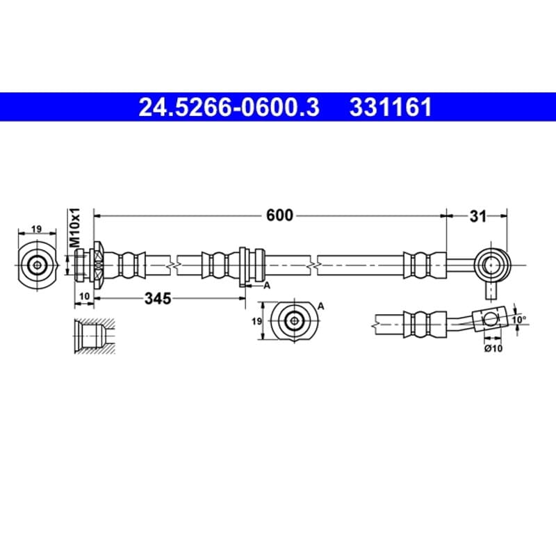 ATE 24.5266-0600.3 stabdžių žarnelė