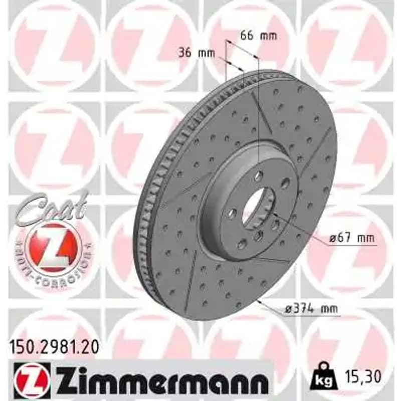 ZIMMERMANN stabdžių diskas 150.2981.20
