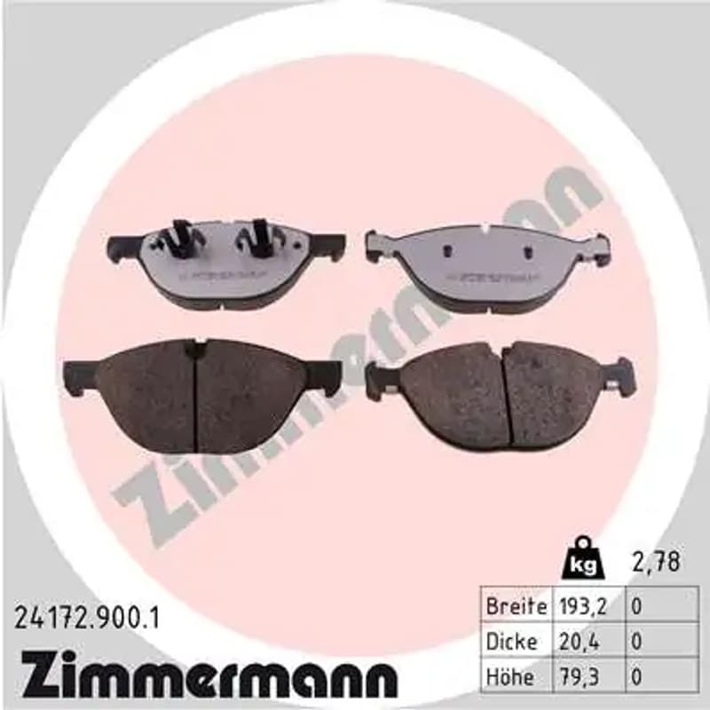 ZIMMERMANN stabdžių trinkelių rinkinys, diskinis stabdys 24172.900.1