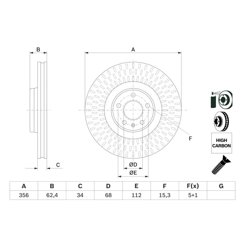 BOSCH 0 986 479 E39 stabdžių diskas