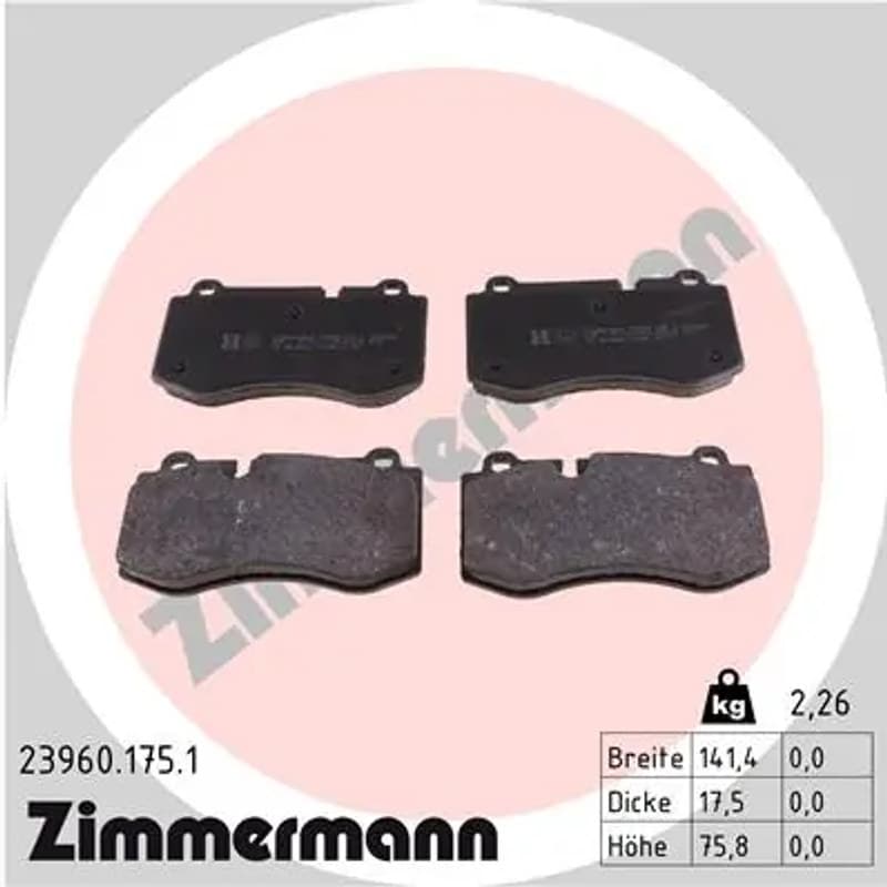 ZIMMERMANN stabdžių trinkelių rinkinys, diskinis stabdys 23960.175.1