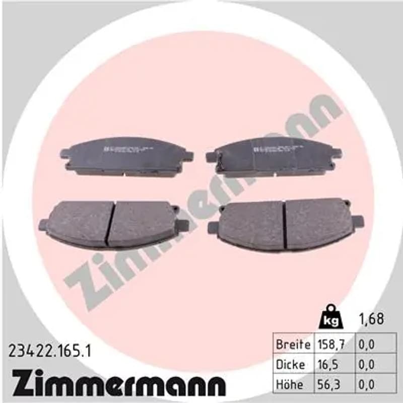 ZIMMERMANN stabdžių trinkelių rinkinys, diskinis stabdys 23422.165.1
