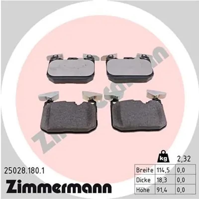 ZIMMERMANN stabdžių trinkelių rinkinys, diskinis stabdys 25028.180.1