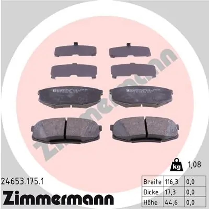 ZIMMERMANN stabdžių trinkelių rinkinys, diskinis stabdys 24653.175.1