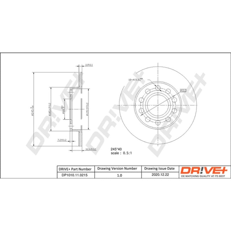 DRVE stabdžių diskas DP1010.11.0215