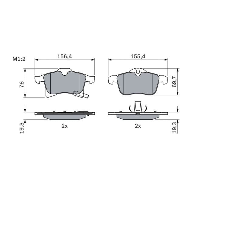 BOSCH 0 986 424 707 stabdžių trinkelių rinkinys, diskinis stabdys