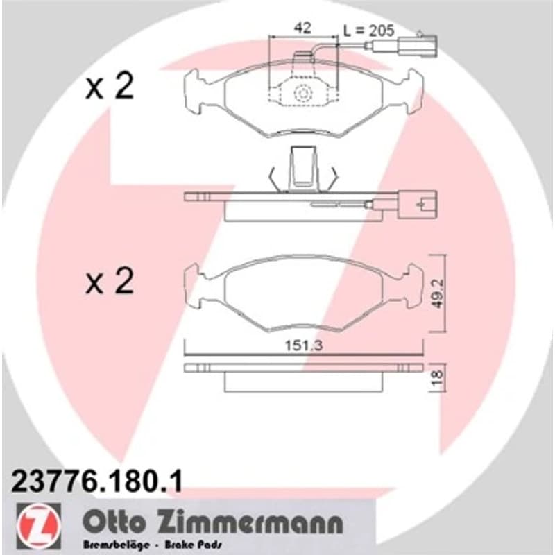 ZIMMERMANN stabdžių trinkelių rinkinys, diskinis stabdys 23776.180.1