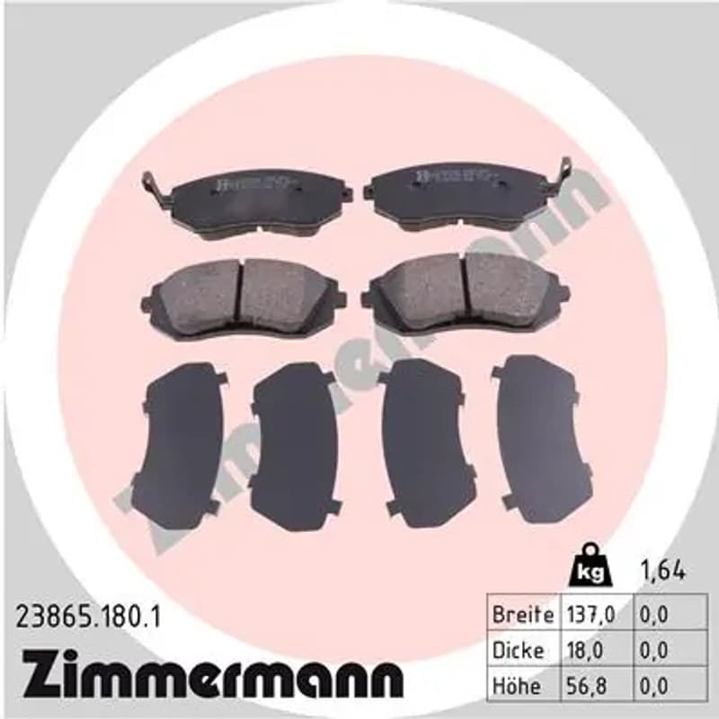 ZIMMERMANN stabdžių trinkelių rinkinys, diskinis stabdys 23865.180.1