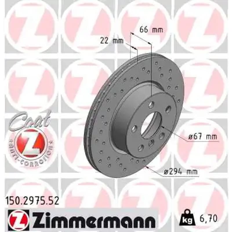 ZIMMERMANN stabdžių diskas 150.2975.52