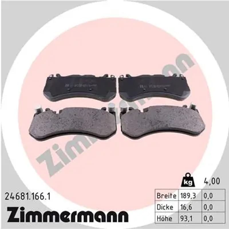ZIMMERMANN stabdžių trinkelių rinkinys, diskinis stabdys 24681.166.1