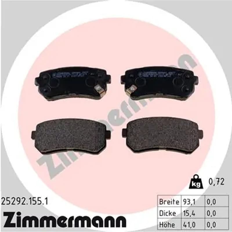 ZIMMERMANN stabdžių trinkelių rinkinys, diskinis stabdys 25292.155.1