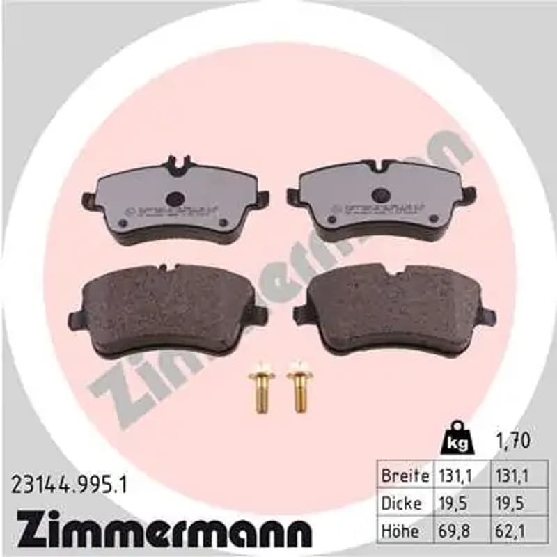 ZIMMERMANN stabdžių trinkelių rinkinys, diskinis stabdys 23144.995.1