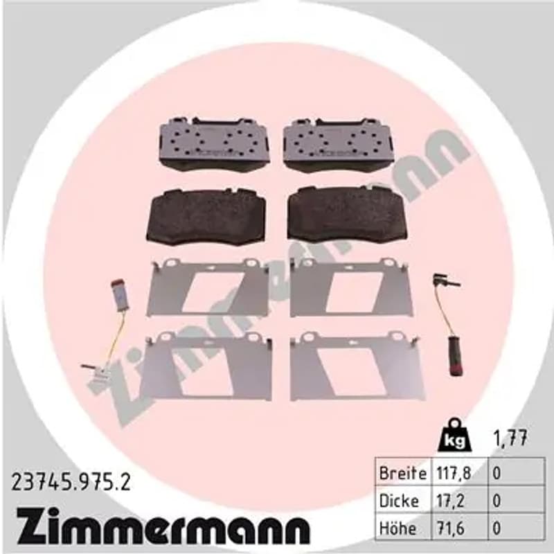 ZIMMERMANN stabdžių trinkelių rinkinys, diskinis stabdys 23745.975.2