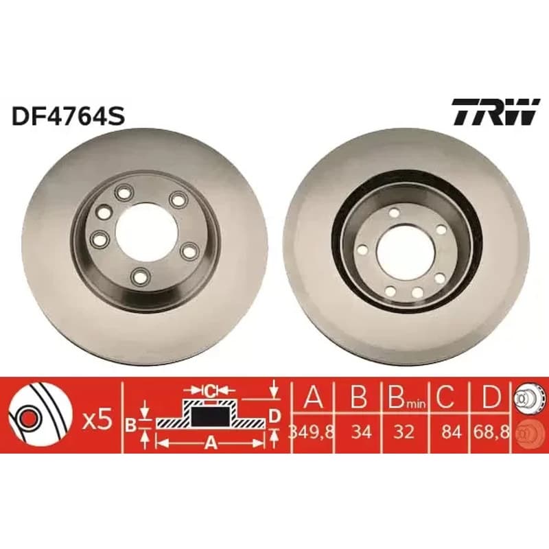 TRW stabdžių diskas DF4764S
