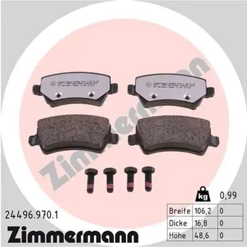 ZIMMERMANN stabdžių trinkelių rinkinys, diskinis stabdys 24496.970.1