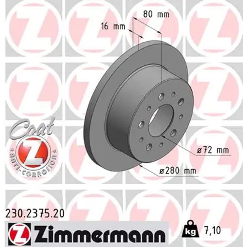 ZIMMERMANN stabdžių diskas 230.2375.20