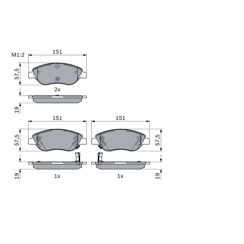 BOSCH 0 986 424 042 stabdžių trinkelių rinkinys, diskinis stabdys