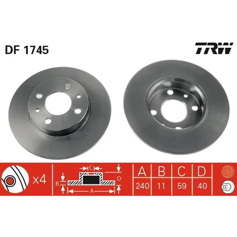 TRW stabdžių diskas DF1745