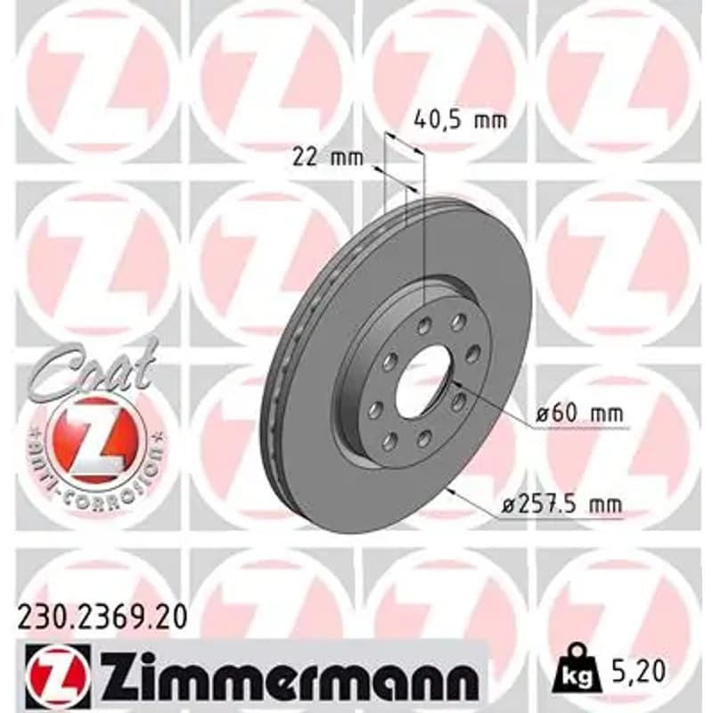 ZIMMERMANN stabdžių diskas 230.2369.20