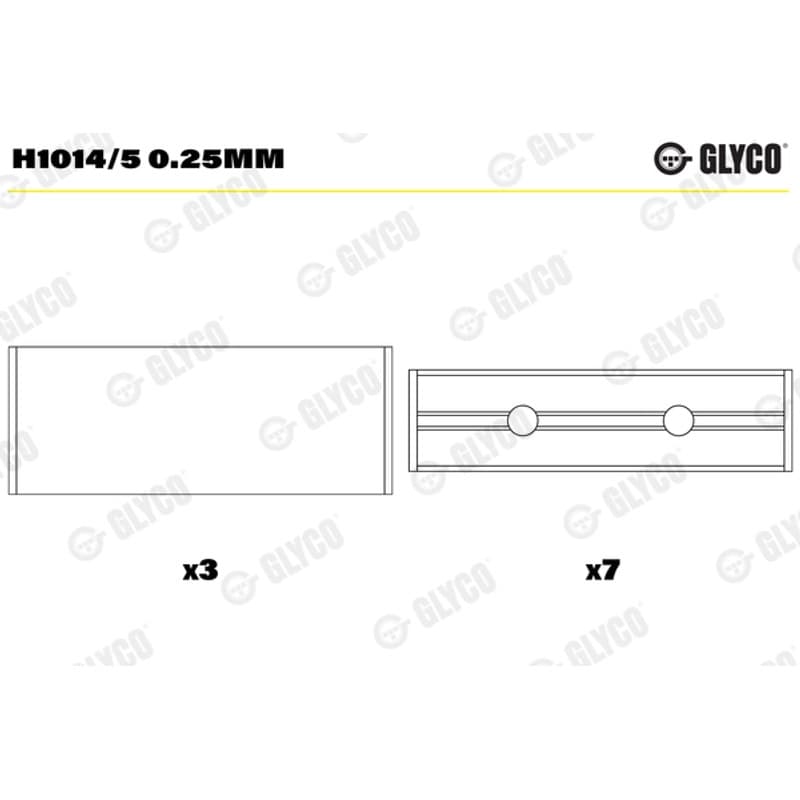 GLYCO pagrindiniai guoliai, alkūninis velenas H1014/5 0.25mm