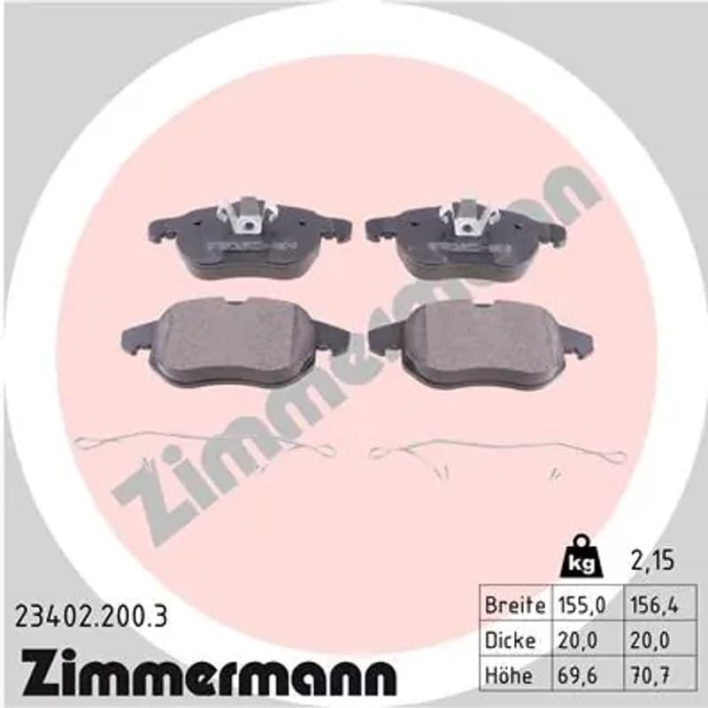 ZIMMERMANN stabdžių trinkelių rinkinys, diskinis stabdys 23402.200.3