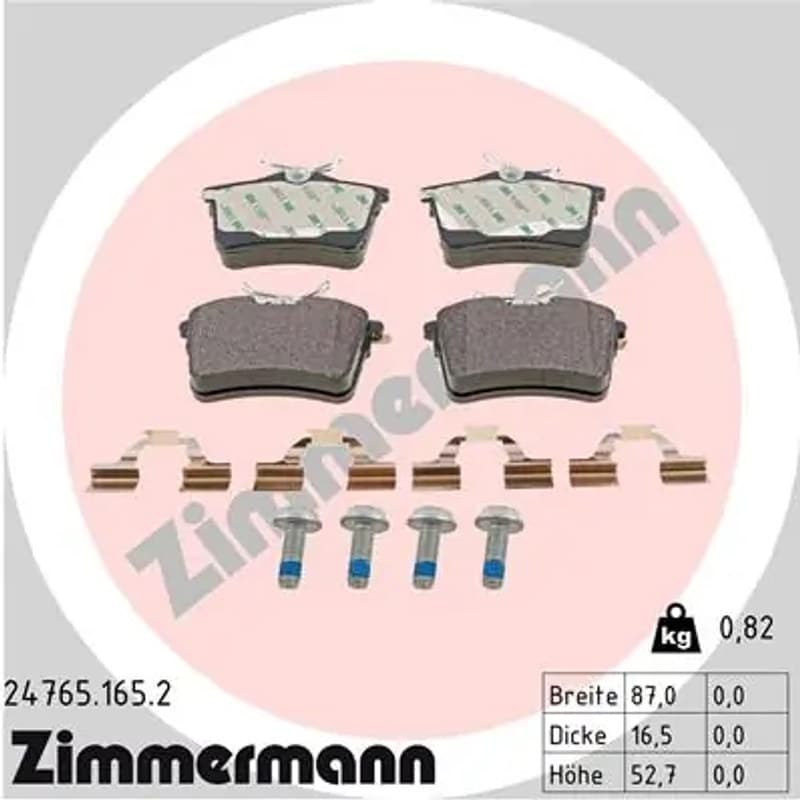 ZIMMERMANN 24765.165.2 stabdžių trinkelių rinkinys, diskinis stabdys