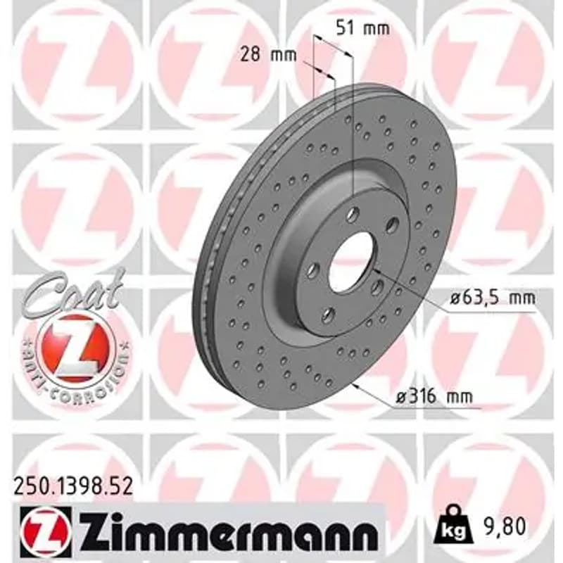 ZIMMERMANN stabdžių diskas 250.1398.52