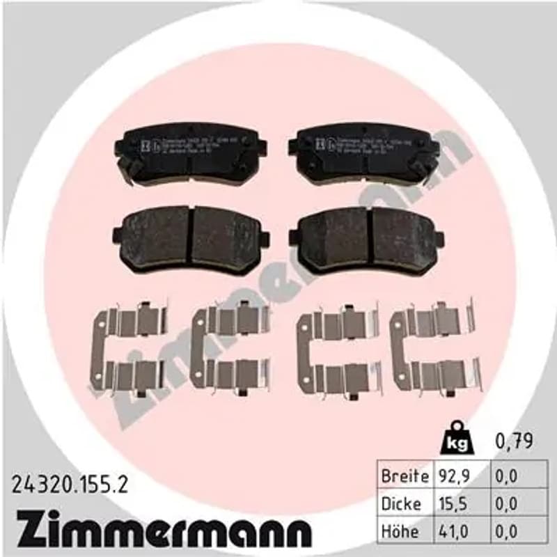 ZIMMERMANN stabdžių trinkelių rinkinys, diskinis stabdys 24320.155.2