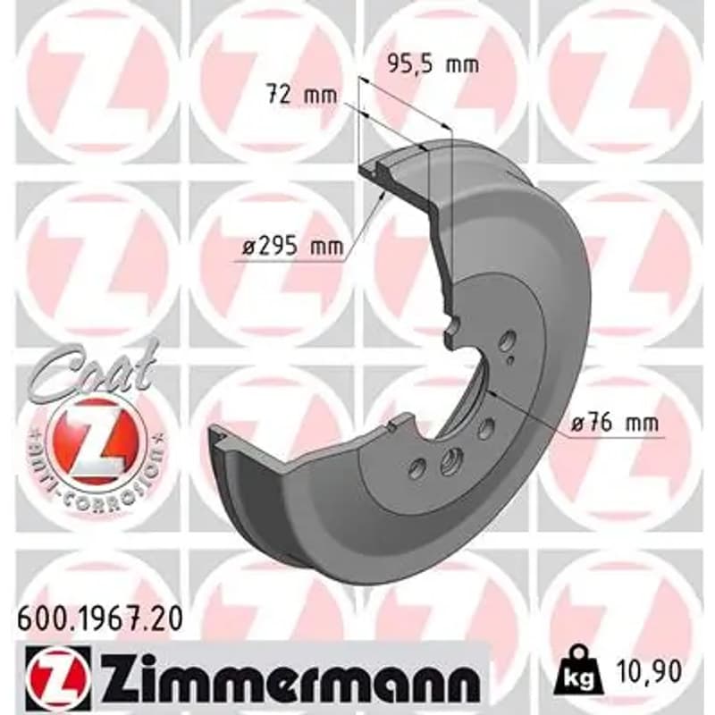 ZIMMERMANN stabdžių būgnas 600.1967.20