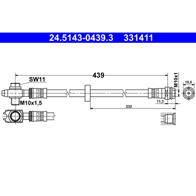 ATE stabdžių žarnelė 24.5143-0439.3