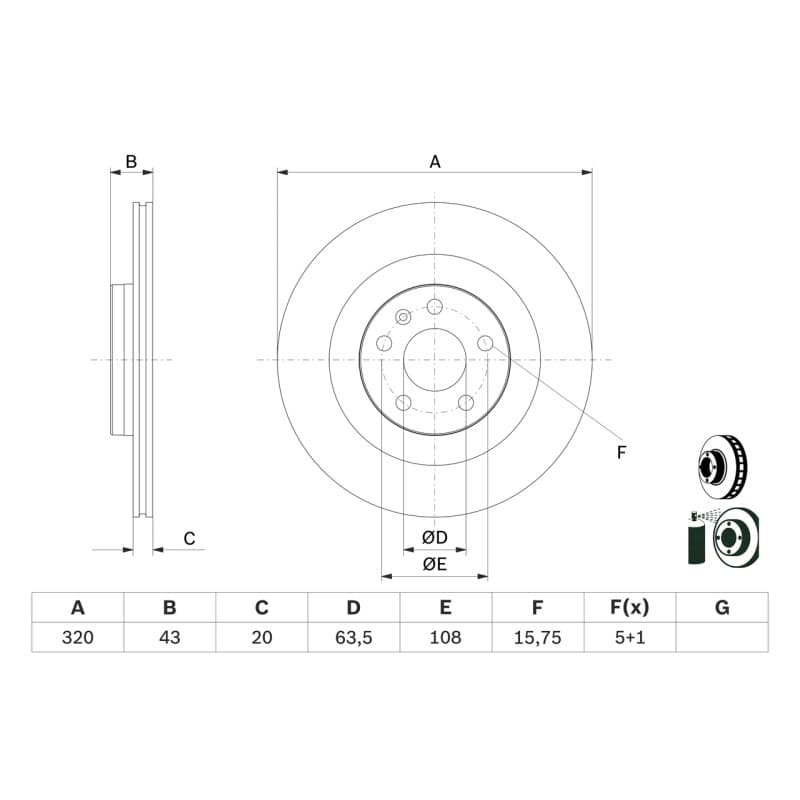 BOSCH 0 986 479 E87 stabdžių diskas