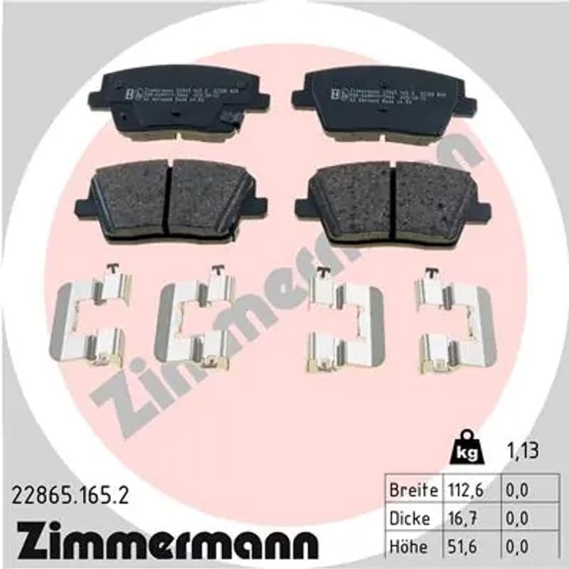ZIMMERMANN stabdžių trinkelių rinkinys, diskinis stabdys 22865.165.2