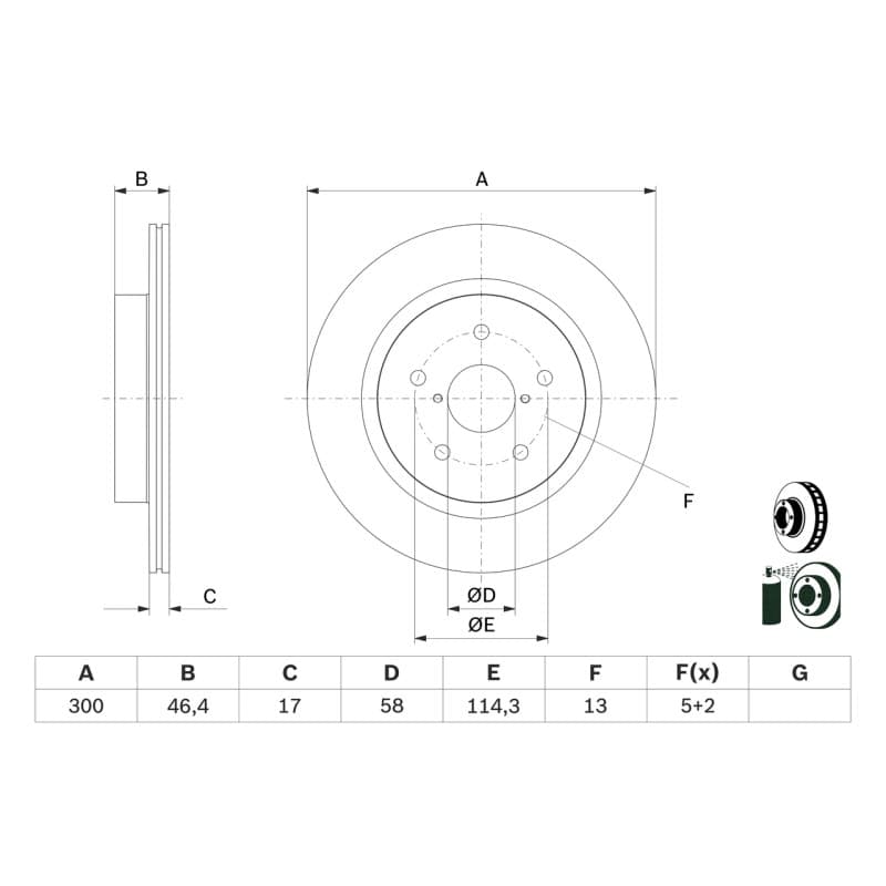 BOSCH 0 986 479 D64 stabdžių diskas