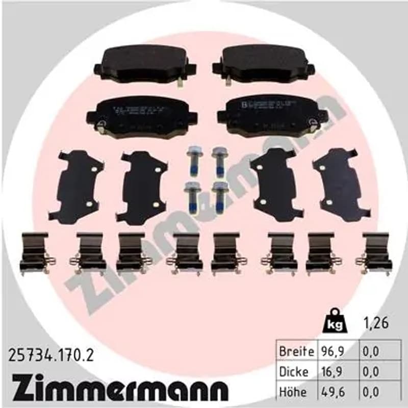 ZIMMERMANN stabdžių trinkelių rinkinys, diskinis stabdys 25734.170.2