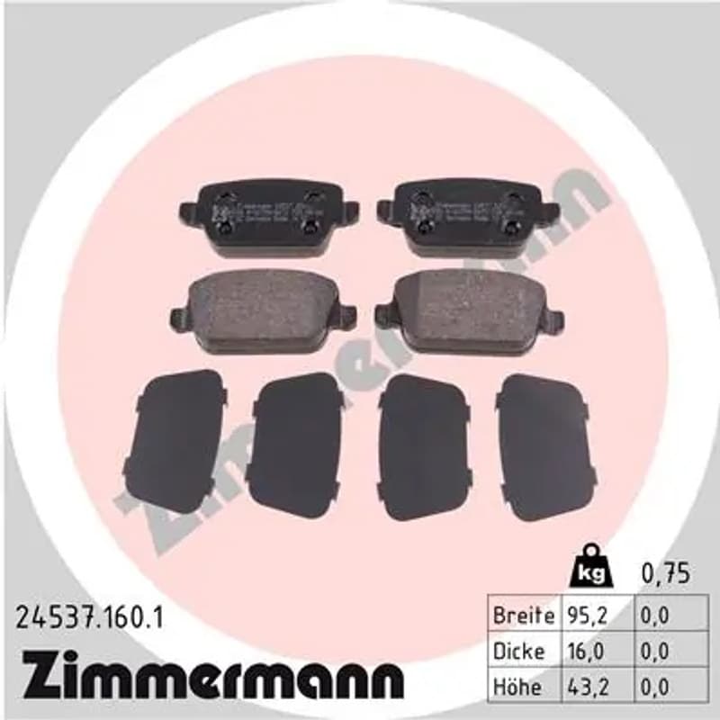 ZIMMERMANN stabdžių trinkelių rinkinys, diskinis stabdys 24537.160.1