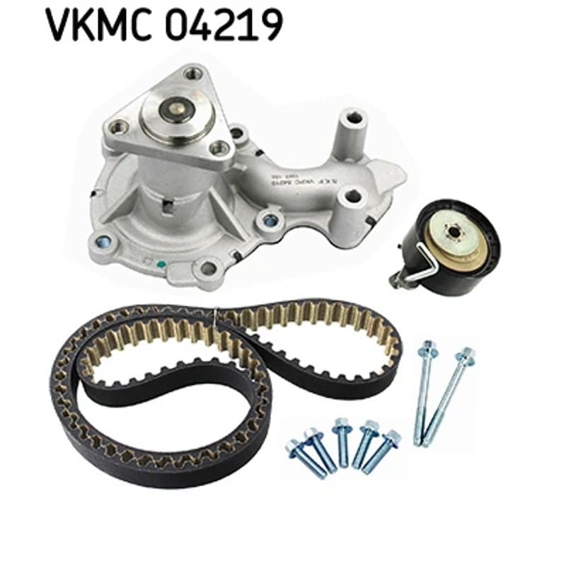 SKF VKMC 04219 vandens siurblio ir paskirstymo diržo komplektas
