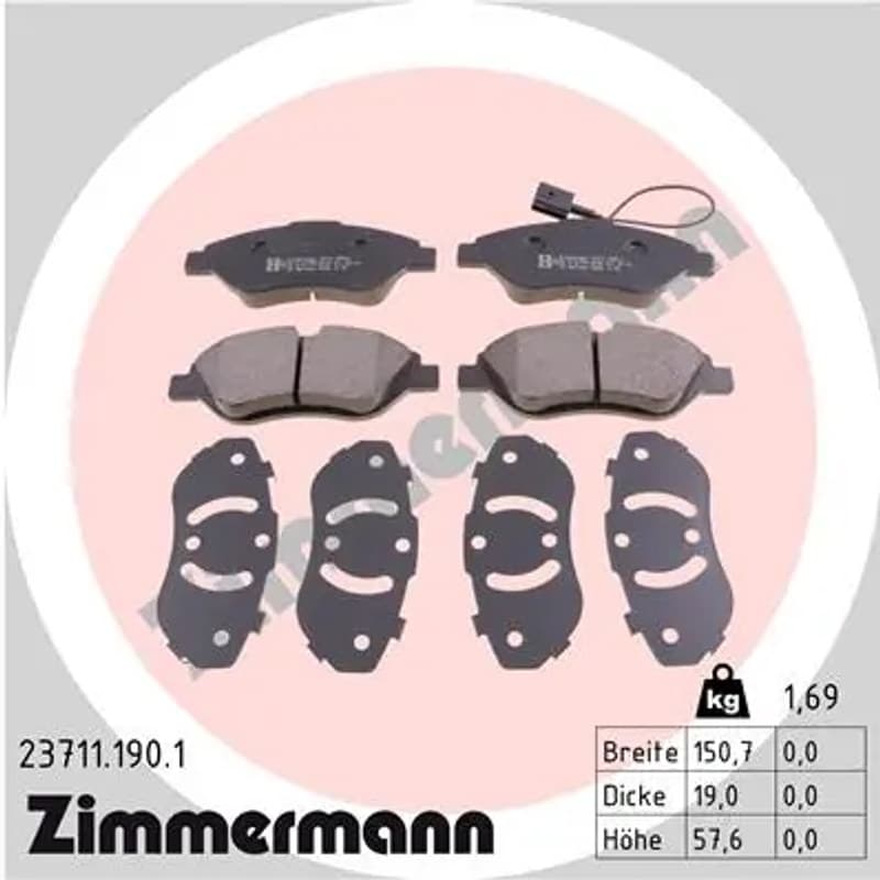 ZIMMERMANN 23711.190.1 stabdžių trinkelių rinkinys, diskinis stabdys