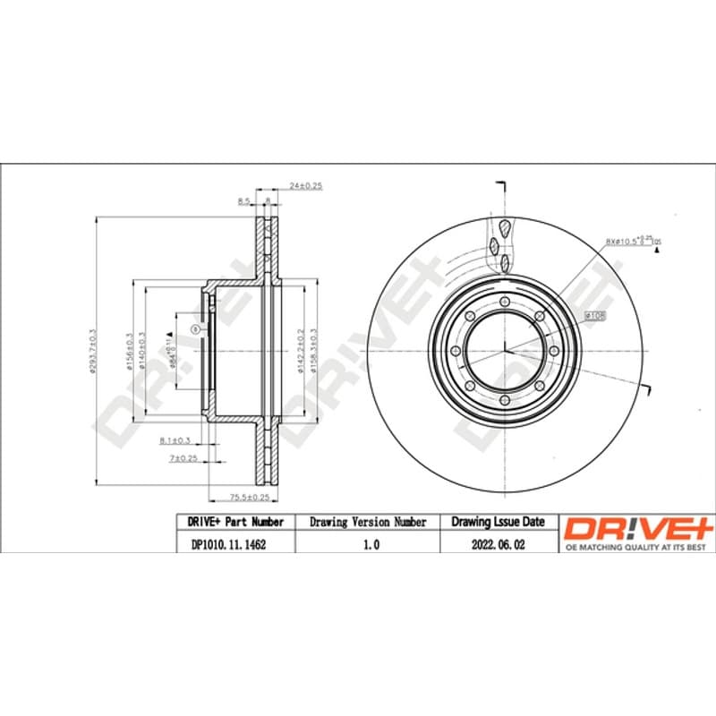 DRVE DP1010.11.1462 stabdžių diskas