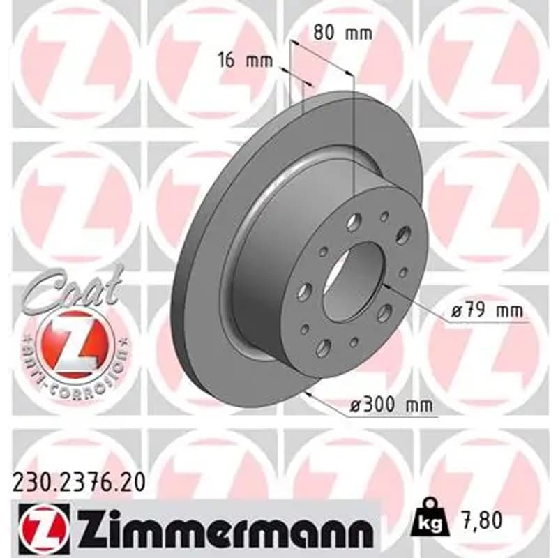 ZIMMERMANN stabdžių diskas 230.2376.20
