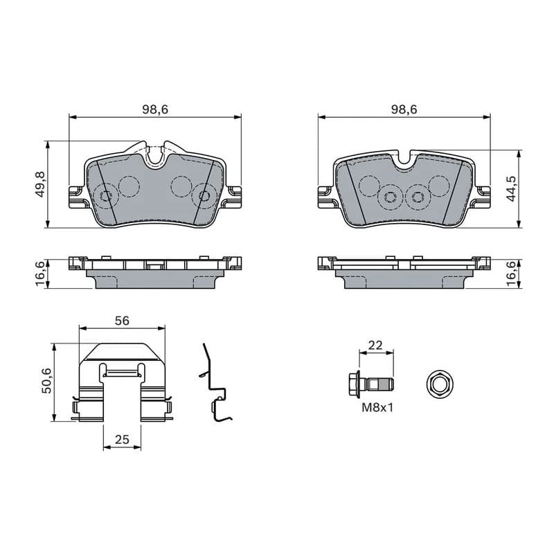 BOSCH 0 986 460 145 stabdžių trinkelių rinkinys, diskinis stabdys