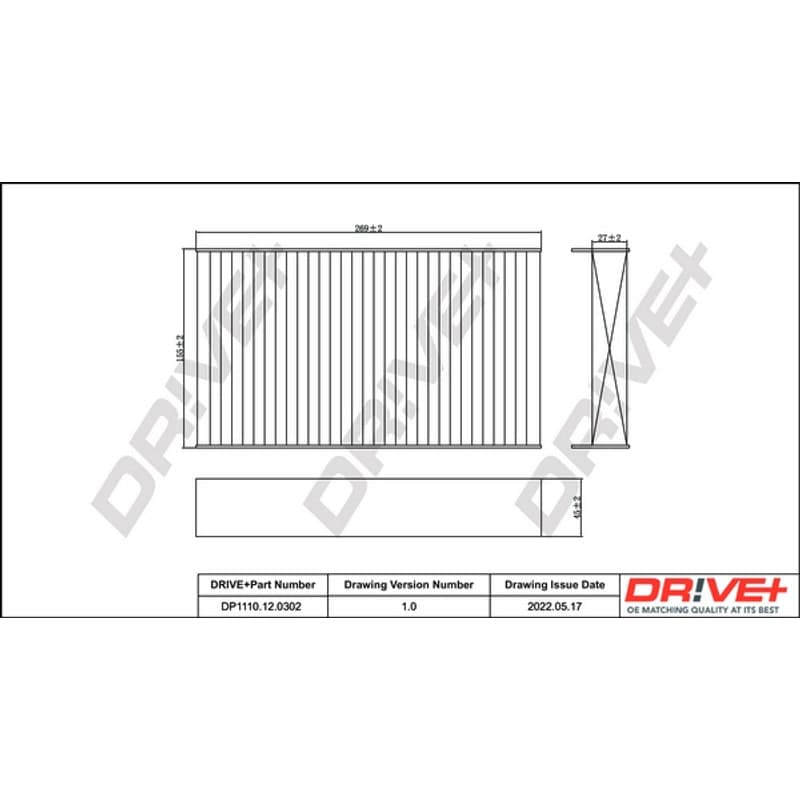 DRVE filtras, salono oras DP1110.12.0302