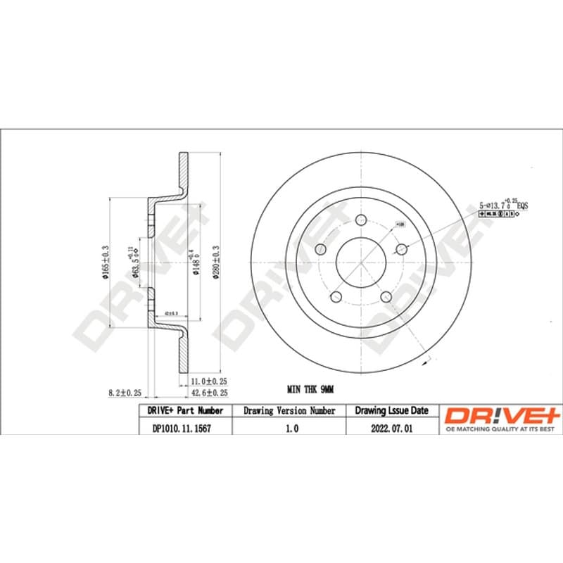 DRVE DP1010.11.1567 stabdžių diskas