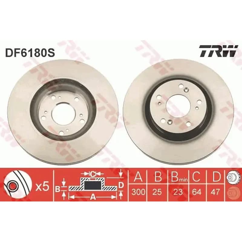 TRW stabdžių diskas DF6180S