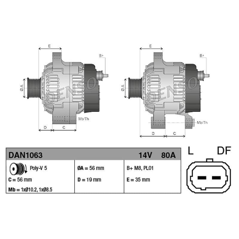 DENSO kintamosios srovės generatorius DAN1063