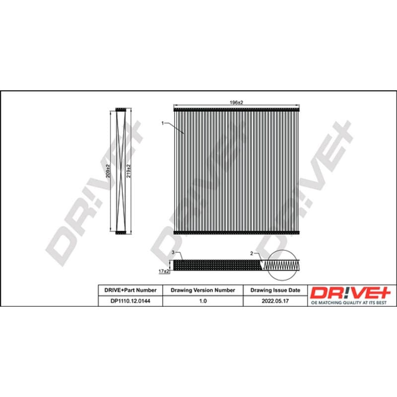 DRVE filtras, salono oras DP1110.12.0144