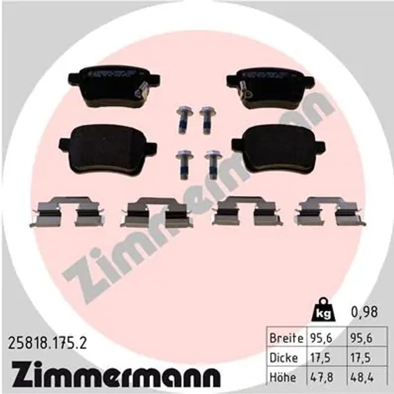 ZIMMERMANN stabdžių trinkelių rinkinys, diskinis stabdys 25818.175.2