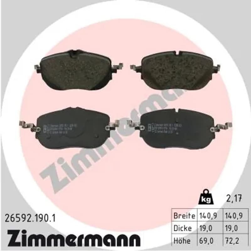 ZIMMERMANN stabdžių trinkelių rinkinys, diskinis stabdys 26592.190.1