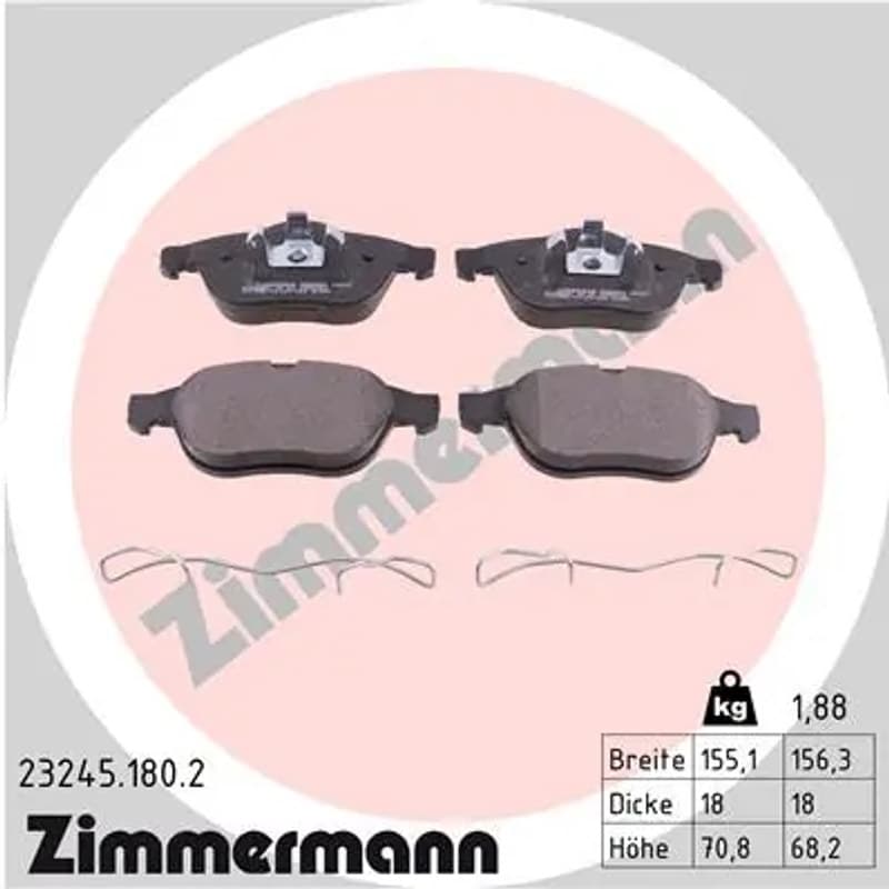 ZIMMERMANN stabdžių trinkelių rinkinys, diskinis stabdys 23245.180.2